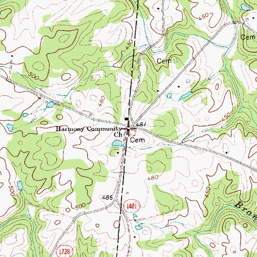 Topographic Map of Harmony Community Church, NC