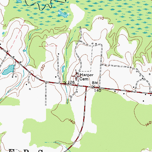 Topographic Map of Harper Cemetery, NC
