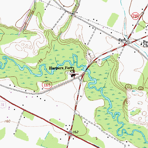 Topographic Map of Harpers Ferry Church, NC