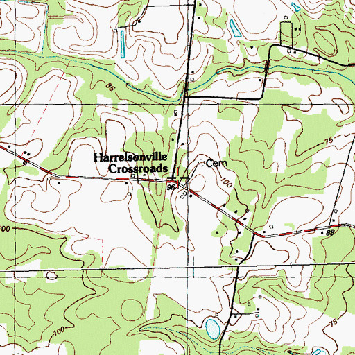 Topographic Map of Harrelsonville Crossroads, NC