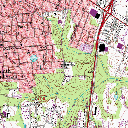 Topographic Map of Harriet Church, NC