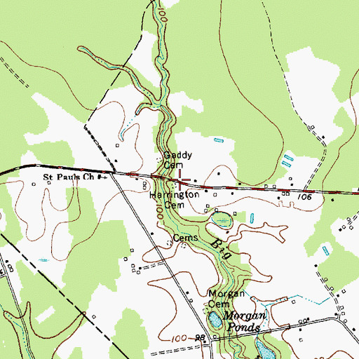 Topographic Map of Harrington Cemetery, NC