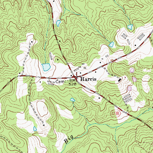 Topographic Map of Harris, NC