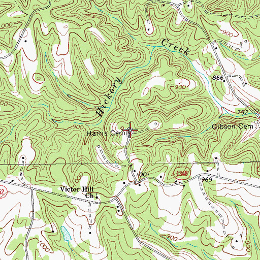 Topographic Map of Harris Cemetery, NC
