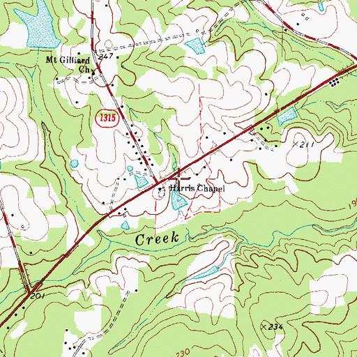 Topographic Map of Harris Chapel, NC