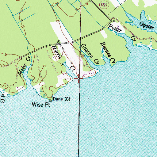 Topographic Map of Harris Creek, NC