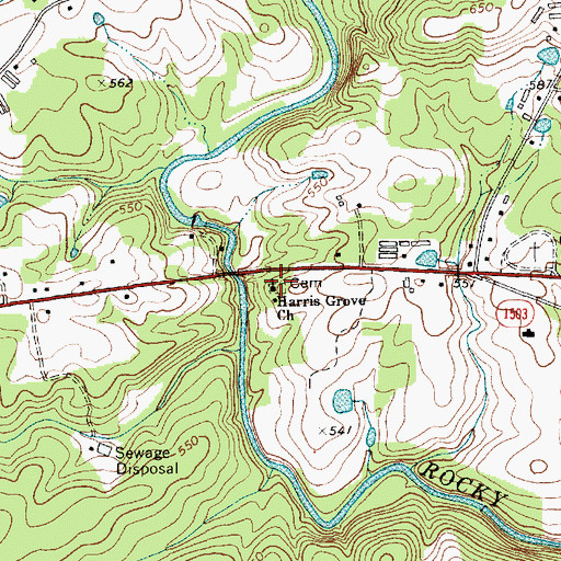 Topographic Map of Harris Grove Church, NC
