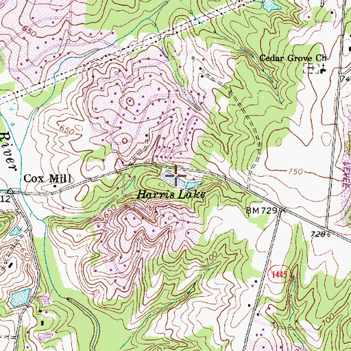 Topographic Map of Harris Lake, NC