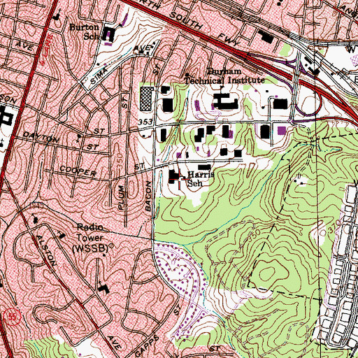Topographic Map of R N Harris Magnet Elementary School, NC