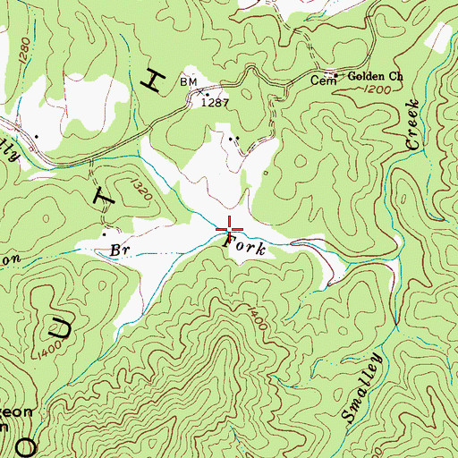 Topographic Map of Harrison Branch, NC