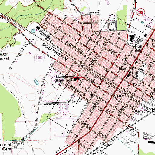 Topographic Map of Harrison High School, NC