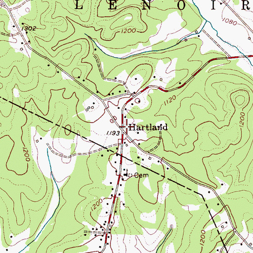 Topographic Map of Hartland, NC
