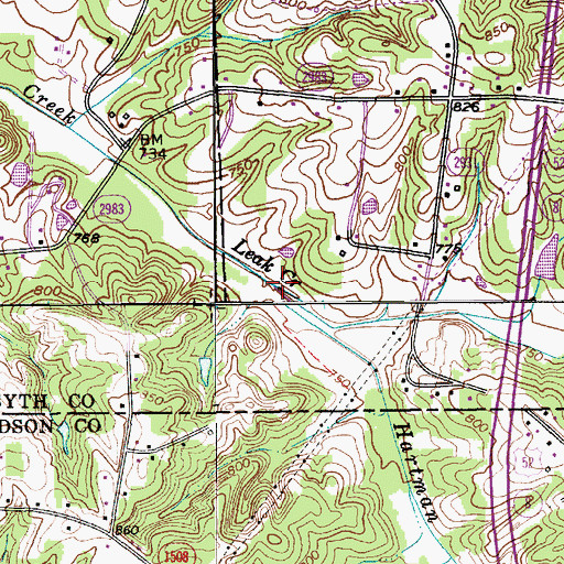 Topographic Map of Hartman Branch, NC