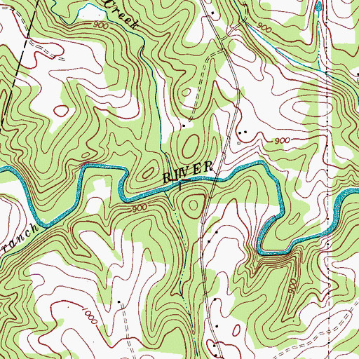Topographic Map of Harve Creek, NC