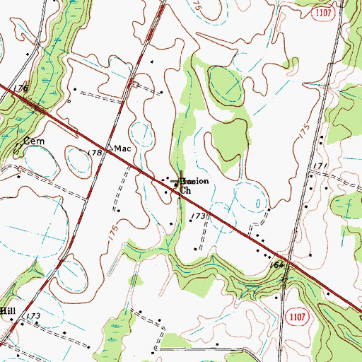 Topographic Map of Hasion Church, NC