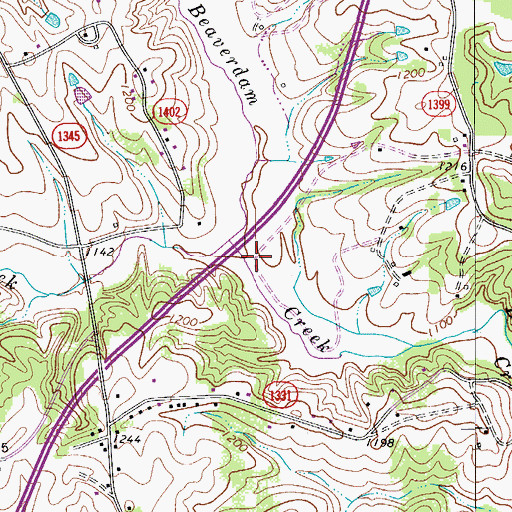 Topographic Map of Hatchers Creek, NC