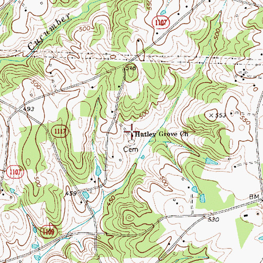 Topographic Map of Hatley Grove Church, NC