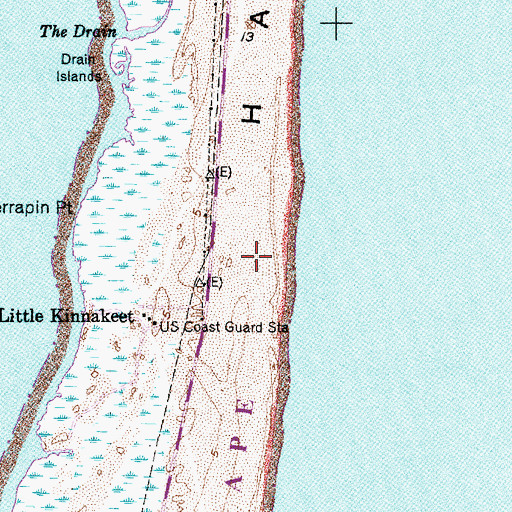 Topographic Map of Hatteras Island, NC