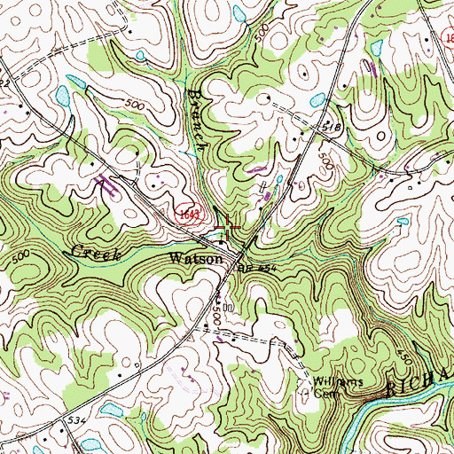 Topographic Map of Haw Branch, NC