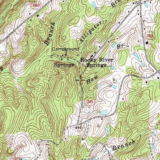 Topographic Map of Haw Branch, NC
