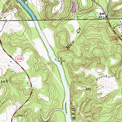 Topographic Map of Haw Creek, NC