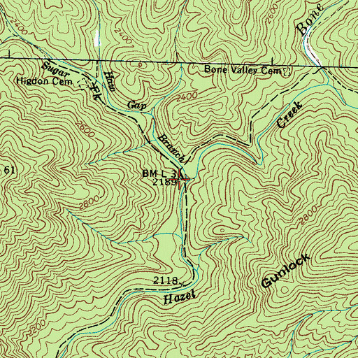 Topographic Map of Haw Gap Branch, NC
