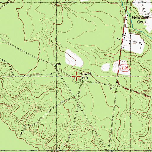 Topographic Map of Hawes Cemetery, NC