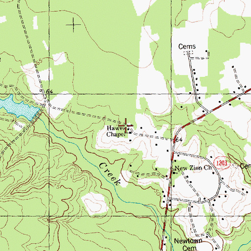 Topographic Map of Hawes Chapel, NC