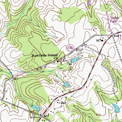 Topographic Map of Hawfields United Church, NC