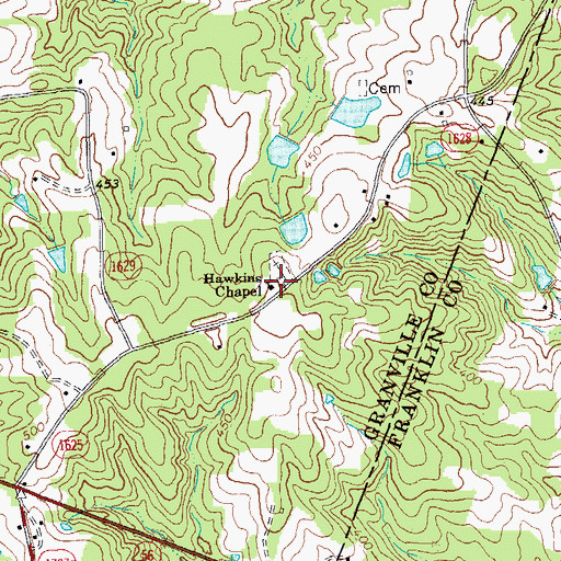 Topographic Map of Hawkins Chapel Baptist Church, NC