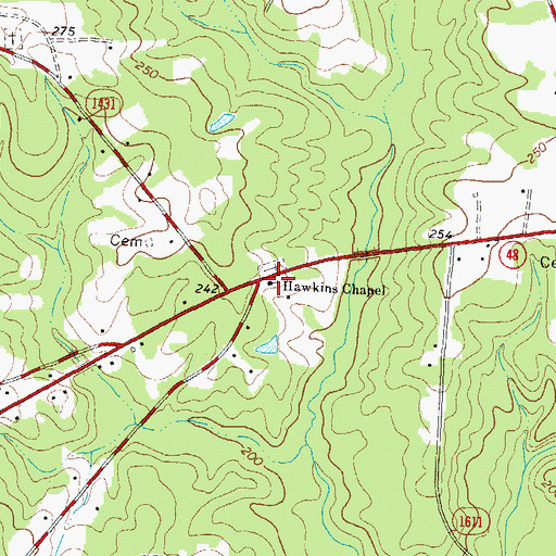 Topographic Map of Hawkins Chapel, NC