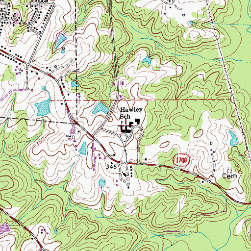 Topographic Map of Hawley School, NC