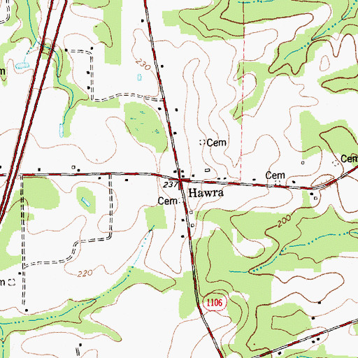 Topographic Map of Hawra, NC