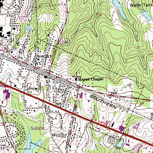 Topographic Map of Hayes Chapel, NC