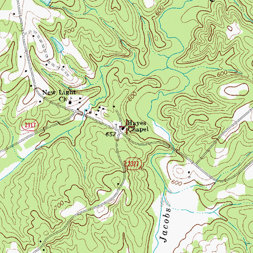 Topographic Map of Hayes Chapel, NC
