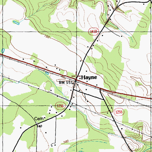 Topographic Map of Hayne, NC