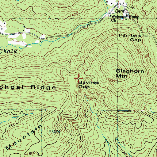 Topographic Map of Haynes Gap, NC