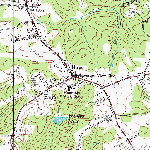 Topographic Map of Hays, NC