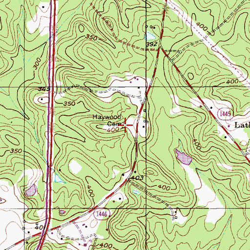 Topographic Map of Haywood Cemetery, NC