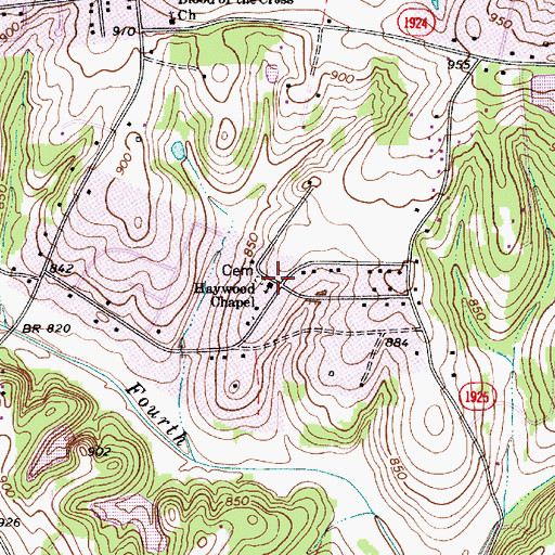 Topographic Map of Haywood Chapel, NC