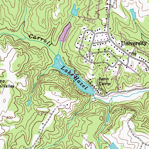 Topographic Map of Lake Hazel, NC