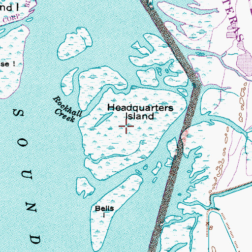 Topographic Map of Headquarters Island, NC