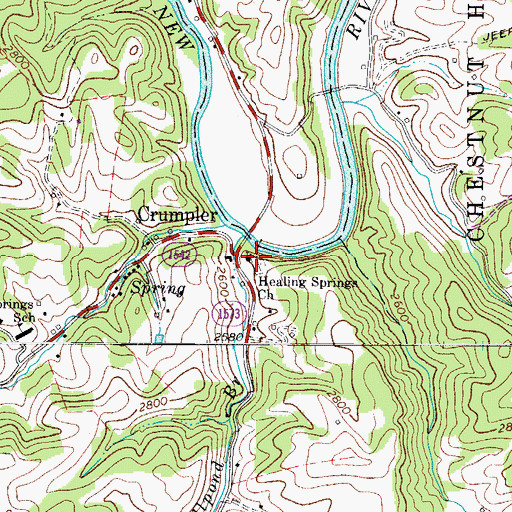 Topographic Map of Healing Springs Church, NC