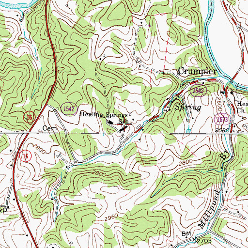 Topographic Map of Healing Springs School, NC