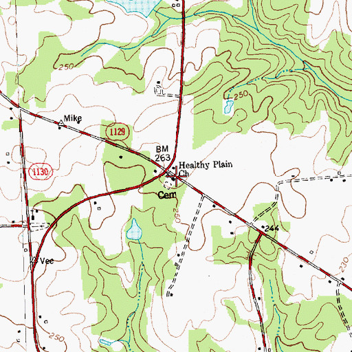 Topographic Map of Healthy Plain Church, NC