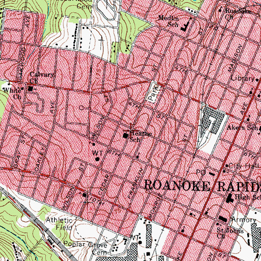 Topographic Map of Hearn School, NC