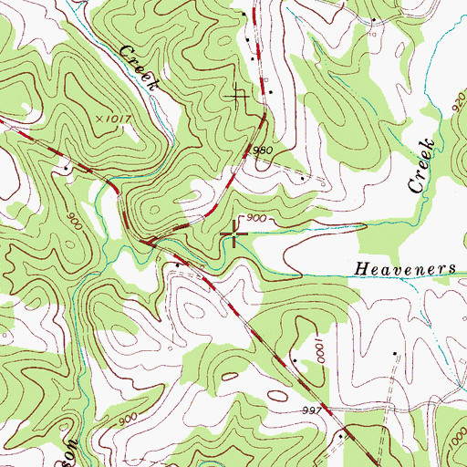 Topographic Map of Heaveners Creek, NC