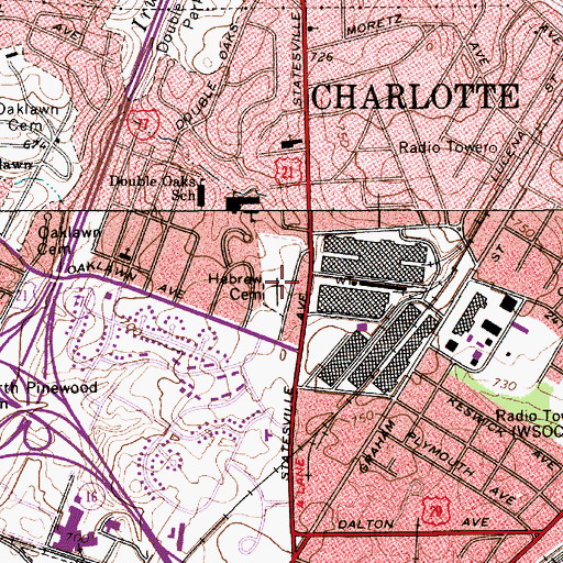 Topographic Map of Hebrew Cemetery, NC