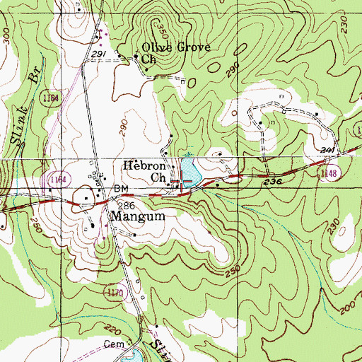 Topographic Map of Hebron Church, NC