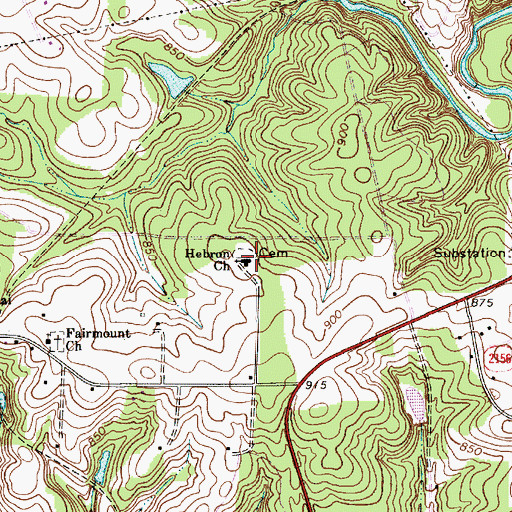 Topographic Map of Hebron Church, NC